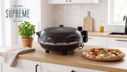 Piec do pizzy TEESA SUPREME FUN 1200W, 400 stopni, dwie grzałki, czarny TSA3241-B