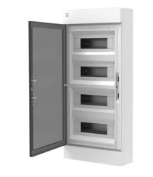 Rozdzielnica modułowa natynkowa ELEGANT RN 4×12 PE+N IP40, biała z dymnymi drzwiami 2465-01