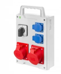 Rozdzielnica budowlana RS-P IP44 z wyłącznikiem 0–1, 2×230V, CEE 16A i CEE 32A 6214-16