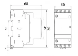 Stycznik modułowy SM25A/4NO/2P 25A styki 4xNO (normalnie otwarte) cewka 230V 2-modułowy 87.911