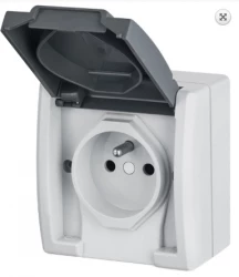 AQUANT Gniazdo pojedyńcze hermetyczne z uziemieniem 2P+Z IP55 szare 1241-10