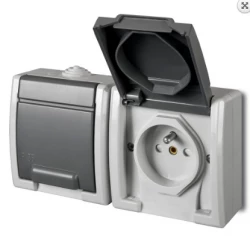 AQUANT Gniazdo podwójne 2*2P+Z IP55 SZARE 1242-10