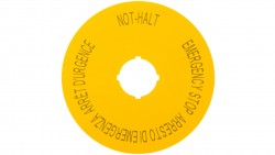 Tabliczka opisowa żółta okrągła fi90 EMERGENCY STOP M22-XAK11 121085