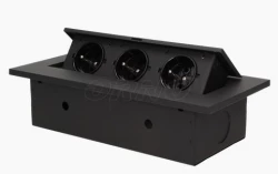 GNIAZDO WPUSZCZANE W BLAT 3x230V AC CZARNE OR-AE-1335/B