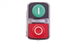 Przycisk sterowniczy 22mm podwójny czerwono/zielony 1Z 1R z samopowrotu z podświetleniem 24V AC/DC XB4BW73731B5