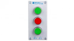 Kaseta sterownicza 3-otworowa 2xzielony/czerwony 2Z 1R IP65 1x membrana M20 szara SP22K302-2