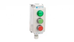 Kaseta sterownicza 3-otworowa zielony/czerwony/lampka zielona 230V IP65 1x dławik M20 szara ST22K306-1