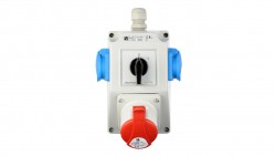 Zestaw instalacyjny z gniazdem 16A 5P+2x2P+Z (0-1) czerwony ZI04R211