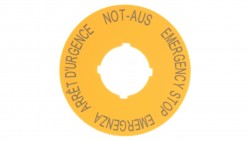 Tabliczka opisowa żółta okrągła fi60 EMERGENCY STOP M22-XBK1 216483