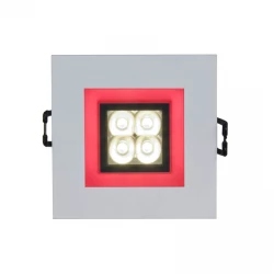 FIALE 4LED 4x1W 30st 230V SQUARE Z RAMKĄ CZERWONĄWW OCZKA LEDOWE