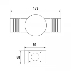 TORRE 230V 3,6W 2x1LED CREE 45st UP+SIDE IP44 CW NAŚCIENNE