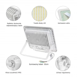 NOCTIS LUX 2 NAŚWIETLACZ 50W NW 230V IP65 160x205x31mm BIAŁY