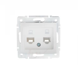 DOMO Gniazdo komputerowe podwójne niezależne 2xRJ45Cat 5e Jack białe 011410002 24755