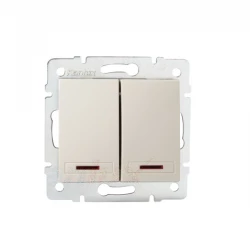 DOMO Łącznik dwugrupowy świecznikowy z LED szybkozłączka 10AX 250V kremowy 011120203 24784