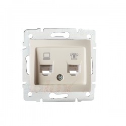 DOMO Gniazdo teleinformatyczne RJ45 Cat 5e+RJ11 kremowe 011430003 24816