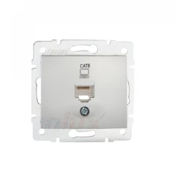 DOMO Gniazdo komputerowe pojedyncze RJ45Cat 6 Jack srebrne 011400043 24872