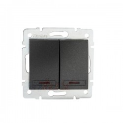 DOMO Łącznik dwugrupowy świecznikowy z LED szybkozłączka 10AX 250V grafit 011120241 24902
