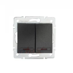 DOMO Łącznik dwugrupowy świecznikowy z LED szybkozłączka 10AX 250V grafit 011120241 24902