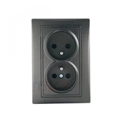 DOMO Gniazdo podwójne kompletne śrubowe 16A 250V grafit 011261141 24916