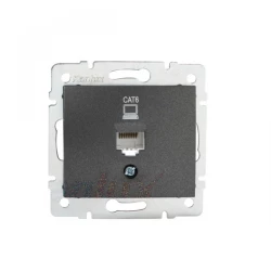 DOMO Gniazdo komputerowe pojedyncze RJ45Cat 6 Jack grafit 011400041 24931