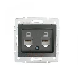 DOMO Gniazdo komputerowe podwójne niezależne 2x RJ45Cat 5e Jack grafit 011410041 24932