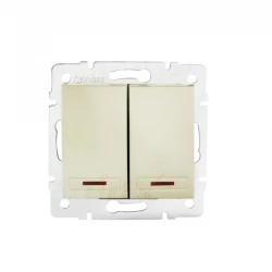 DOMO Łącznik zwierny podwójny LED szybkozłączka 10AX 250V perłowy biały 011023230 24952