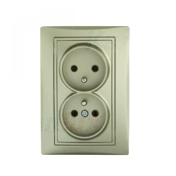 DOMO Gniazdo podwójne kompletne śrubowe 16A 250V szampański 011261150 25034