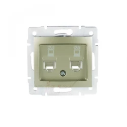 DOMO Gniazdo komputerowe podwójne niezależne 2x RJ45Cat 6 Jack szampańskie 011420050 25051