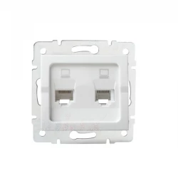 LOGI Gniazdo komputerowe podwójne niezależne (2x RJ45Cat 5e Jack) Biały 021410002 25110