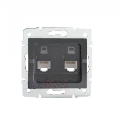 LOGI Gniazdo komputerowe podwójne niezależne (2x RJ45Cat 5e Jack) Grafit 021410041 25287