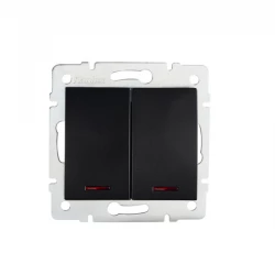 LOGI Łącznik dwugrupowy świecznikowy z LED 021120142 czarny mat 33623
