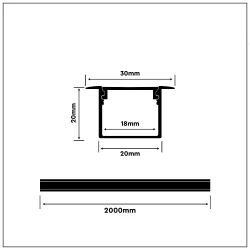 Profil wpuszczany aluminiowy Mleczny do taśm LED 2000x30x20mm 3372