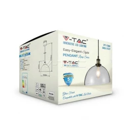 Lampa Wisząca VT-7300 E27 Max. 60W Transparentna 3737