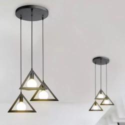 Lampa Wisząca VT-7144 E27 Geometryczna Trójkąty Czarna 3927
