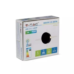 Kinkiet LED VT-706 4W 3000K 440lm IP65 Okrągły Czarny 8215