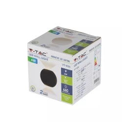 Oprawa ewelacyjna VT-836 6W LED WALL LIGHT COLORCODE:4000K -BLACK BODY 8304