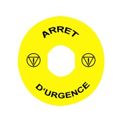Etykieta oznacznikowa O 90 do przyc. awar. zatrzym. ARRET DURGENCE/logo ISO13850 ZBY8130