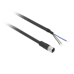 Konektory okablowane XZ, żeńskie proste, O 8mm, 3 pin., przew. PUR 10m XZCP0166L10