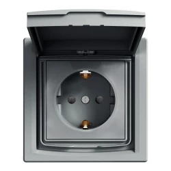 ASFORA Gniazdo SCHUKO IP44 z ramką (1-krotne) stal EPH3100362
