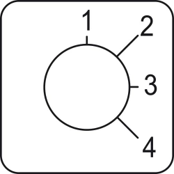Etykieta łącznika krzywkowego 1 do 4, 45x45mm KZ18417