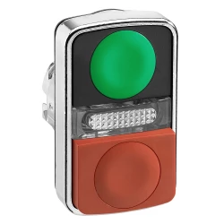 Przycisk ziel. kryty/czerw. podśw. dwuklawiszowy O22 bez ozn. ZB4BW7L3740
