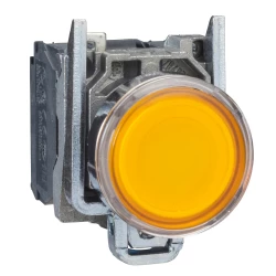 Przycisk komp. podśw. żółty kryty O 22 z sam. powr., 120 V, 1NO+1NC XB4BW35G5