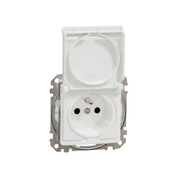 Sedna Design, Gniazdo 2P+PE z przesłonami IP44, białe
