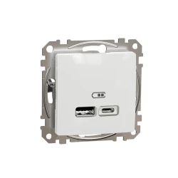 Sedna Design, Gniazdo ładowania USB A+C 2,4A, białe